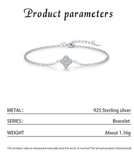 S925 Silver Flower Shape <b>Bracelet</b> With Round Diamond Claw Setting Chain Link Women's Classic Everyday Wear Jewelry - Product Image 2
