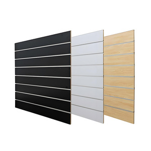 Khe cắm Board <span class=keywords><strong>Rack</strong></span> hiển thị hiện đại Thiết kế đơn giản gỗ treo tường đồ trang sức treo slatwall Bảng điều chỉnh giá cho các cửa hàng - Product Image 5