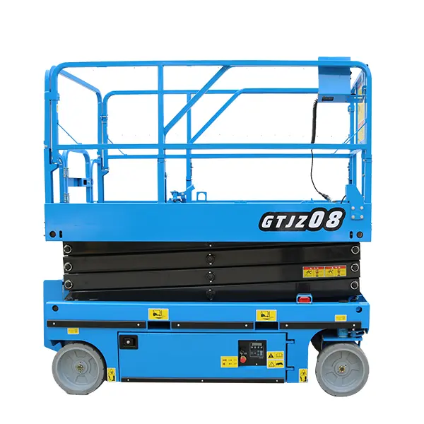 Wemet ngoài trời điện DC điện ba bánh Scissor Lift nền tảng với bánh xe để bán