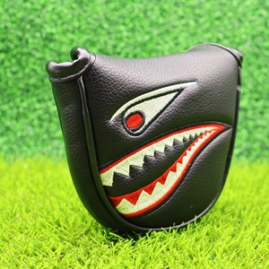 Housse de tête de club de <span class=keywords><strong>golf</strong></span> <span class=keywords><strong>War</strong></span> Shark en cuir PU noir avec fermeture magnétique pour le dropshipping - Product Image 2