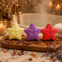 Bombes de bain personnalisées en forme d'étoile à cinq branches au sel marin 30g, boules de bain moussantes parfumées aux huiles essentielles, hydratantes