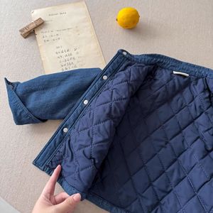 Child Star Circle Denim Jacket Thickened Quilted Lapel Pocket Bear Embroidery Girls Winter Coat - Product Image 2