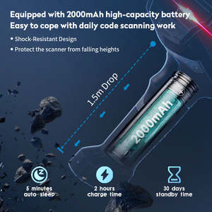 เครื่อง Scanner1D บาร์โค้ด <span class=keywords><strong>QR</strong></span> บลูทูธอุตสาหกรรม SL3678/32บิตเลเซอร์ประมวลผล1.2เมตร/แบตเตอรี่2000mAh/3MIL/2.4G/2.2นิ้ว <span class=keywords><strong>iPhone</strong></span> POS - Product Image 3