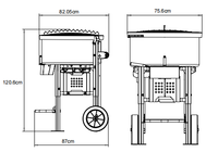 Bétonnière en acier Redsun MXA120 de 120 L, moteur 2000 W, moteur haute puissance, fonctionnement manuel, productivité de 2 m/h pour la construction