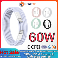 Câble de données de charge rapide multi-longueur en nylon tressé 60W Type-C vers Type-C 1M 1,5M 2M Blanc Noir Multicolore