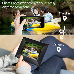 Marco de Fotos Digital Inteligente con WiFi de 8 Pulgadas, Acabado en Madera Real, Soporte Giratorio, Pantalla Táctil HD, Rotación Automática de <span class=keywords><strong>Video</strong></span>/Música, Fácil Compartir en Familia - Product Image 6