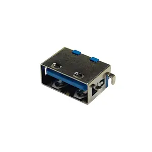 Dongguan ODM/OEM fabricante L = 8,5mm azul montaje medio 180 grados usb-a USB 2,0 tipo A conector hembra OTG