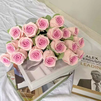 Künstliche Blumen Romantische Moderne Baumwollstoff Handgemachte Häkel-Einzelne Große Rote Rosen für Halloween-Geschenk Ehefrau Ewige Rose Geschenk