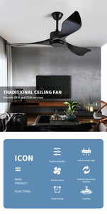 Đen quạt trần với đèn và từ xa Dimmable 3cct Reversible BLDC động cơ ABS Blades ngoài trời không thấm nước chất lượng cao - Product Image 3