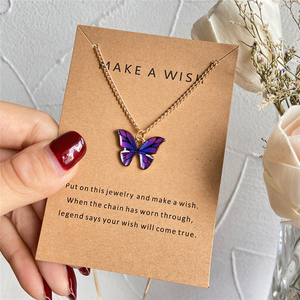 Nouveau collier papillon tendance multicolore en promotion, chaîne fine, pendentif coloré pour femme, bijoux - Product Image 6
