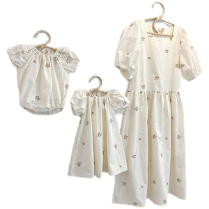 Romper de Bebé con Bordado Floral Vintage, de Algodón Cómodo para Verano, de Alta Calidad, Vestido Familiar para Niñas Princesas - Product Image 1