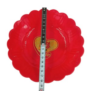 Plateau rond de fruits rouges pour une occasion joyeuse, plateau de collations pour le salon, plateau de fiançailles avec symbole double bonheur, et - Product Image 2