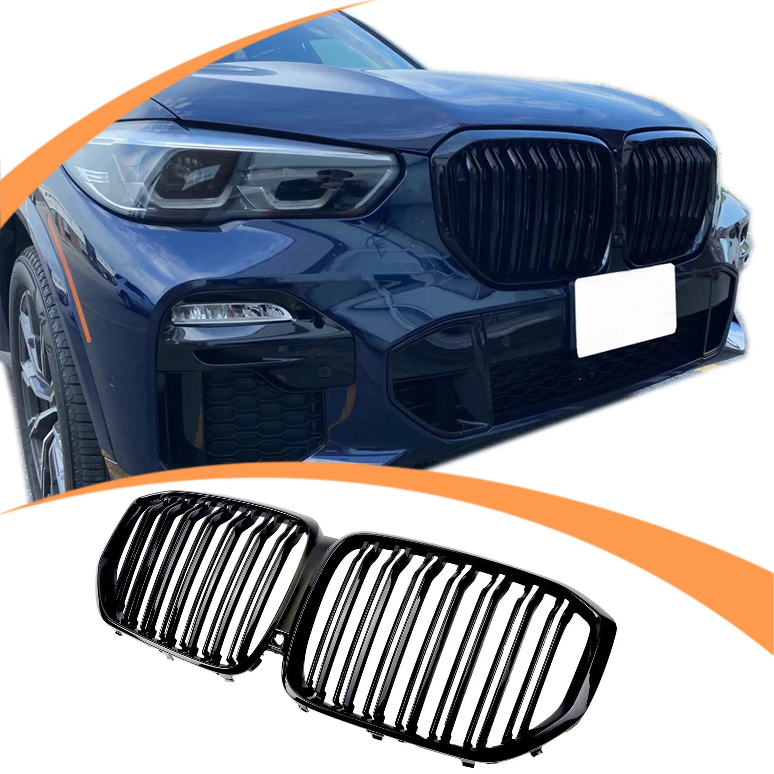 공장 제조 최저 가격 자동차 부품 도매 광택 블랙 더블 라인 앞 범퍼 그릴 BMW X5 시리즈 G05 2020 +