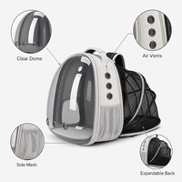 Sac à dos portable en PVC avec fermeture éclair pour chien et chat, grande capacité, design capsule spatiale, transporteur pour animaux de compagnie 7 kg
