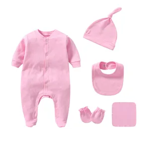 Purorigin christmas outfits new born gift 5 pieces 100% cotton knitting rompers newborn baby clothing set