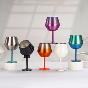 Verre à vin à tige amovible 14 oz 420 ml, gobelets à boire en métal à double paroi isolés, gobelets à <span class=keywords><strong>pied</strong></span> pour café, bière, pour barbecue, fête - Product Image 1