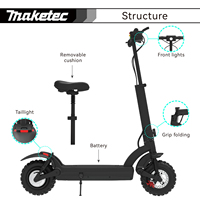 Patinete Eléctrico Plegable para Adultos con Asiento, Batería de 48V, Patinete Eléctrico Portátil para Paseos por el Vecindario y Desplazamientos Diarios
