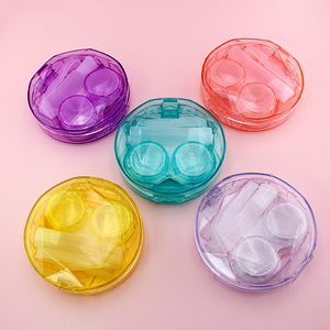 Estuche Redondo Económico para Lentes de Contacto de Color Caramelo con Herramientas de Aplicación, Caja para Parejas con Pinzas y Ventosa - Product Image 1