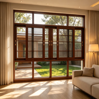Ventana moderna de aluminio con toldo, cadena de bloqueo, triple acristalamiento, control contra insectos, diseño abatible para villas de lujo