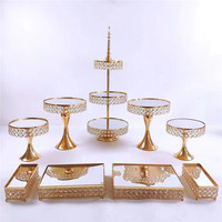 Plateau miroir en métal européen, support à gâteaux et desserts, présentoir de table en cristal pour buffet, décoration de mariage et événements