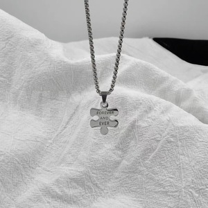 Couture Carré Marque En Acier Inoxydable Collier Perle Fun Hip-Hop Style pour Hommes Femmes Simple Personnalité À La Mode Couple Tie-In - Product Image 6