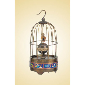Horloge de cage à oiseaux en laiton avec automaton en forme d'oiseau - Product Image 2