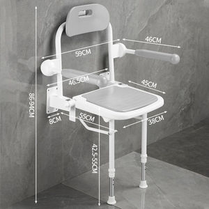 Andefu Bathroom <b>Folding</b> <b>Stool</b> 150Kg Wall Mounted Non Slip <b>Shower</b> Seat For Elderly Safety - Product Image 2