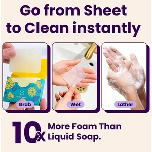 Листы для бумажного мыла, 100 шт./коробка, производитель <span class=keywords><strong>OEM</strong></span>, многоразовое мыло для рук, твердое портативное мыло для путешествий - Product Image 3