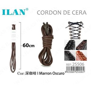 Cordón de Cera Marrón Oscuro de 60cm para Zapatos - Product Image 1