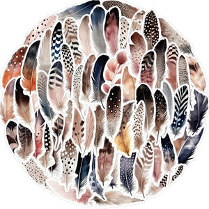 64 Uds. Calcomanías de Arte de plumaje hermoso estético Dreamy acuarela pluma vinilo pegatina para decoración navideña - Product Image 4