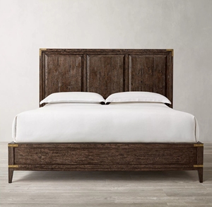 Cama Doble de Madera Maciza Estilo Rústico Americano con Detalles Metálicos Antiguos, Muebles Personalizables para Dormitorio, Villa u Hotel - Product Image 4