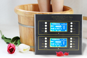 Máquina de Desintoxicación Iónica para Pies Sanhe <span class=keywords><strong>D</strong></span>-002A, Doble Ionizador, para Dos Usuarios, 110V/220V, Corriente de 0.5-2.5A, 30 Minutos de Uso, Certificación CE - Product Image 2