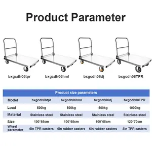 Troli pengiriman pelat ukir roda baja tugas tinggi truk platform lipat keranjang troli industri dengan empat roda