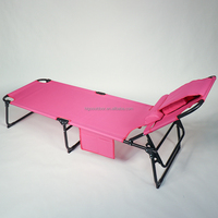 Chaise longue pliante rose pour l'extérieur, pour la plage, le bord de la piscine, le balcon, le patio, fauteuil inclinable portable avec trou pour se prélasser sur le ventre et oreiller