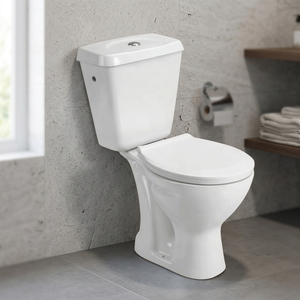 Inodoro de Cerámica de Alta Calidad de Dos Piezas con Sifón en P, Blanco, para Baño, WC, Aqua Pan, Conjunto de Inodoro - Product Image 3