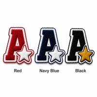 Patch en chenille étoile et alphabet 3D gonflé brodé thermocollant pour casquette de sport et sac à dos personnalisé