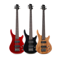 Guitare basse électrique HUASHENG à 5 cordes, finition brillante, OEM ODM, 21 frettes, corps en peuplier, manche en palissandre