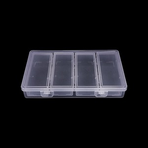 Transparent 4 Compartment Storage Box With Lid For Small Items And Accessories PP Rectangle Jewelry Organizer Standing Type - Product Image 1