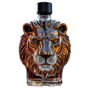 Botellas <span class=keywords><strong>de</strong></span> Vidrio para Whisky, <span class=keywords><strong>Vodka</strong></span> y Vino, con Diseño Creativo <span class=keywords><strong>de</strong></span> Cabeza <span class=keywords><strong>de</strong></span> Lobo, 150 ml, 350 ml, Cristal Pequeño, Venta al por Mayor, OEM, ODM - Product Image 4
