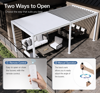 Pavillon à lames orientables en alliage d'aluminium étanche pour piscine de luxe, balcon extérieur, auvent anti-pluie avec structure thermolaquée
