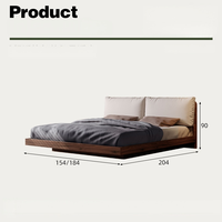 Muebles de Dormitorio, Estructura de Cama Flotante de Madera Maciza, Tamaño Queen y King, Cama Baja Estilo Japonés, Tatami, Base de Cama Flotante