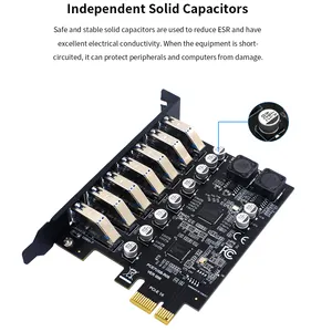 Tishric Máy tính để bàn adapter thẻ PCIe 1X 7 USB 3.0 Cổng điều khiển board 4X 8X 16X SSD Adapter PCI-Express khe cắm làm bằng nhựa pcba