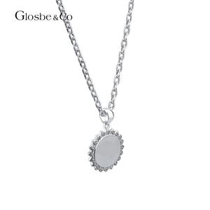 Collier personnalisable en argent pur synthétique (cultivé en laboratoire) rond de couleur argent du Vietnam avec gravure de nom - Product Image 1