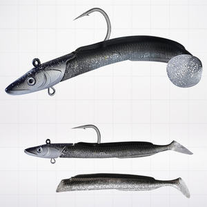 Leurres artificiels de pêche à tête plombée 12cm 23g plastique <span class=keywords><strong>souple</strong></span> bionique noir méné queue de pagaie <span class=keywords><strong>leurre</strong></span> à tête plombée pour saumon bar de <span class=keywords><strong>mer</strong></span> - Product Image 5