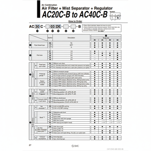 การรวมกันของลม AC30C-03G-SV1-B ชิ้นส่วนนิวเมติก SMC - Product Image 1