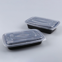 Boîtes à lunch jetables en plastique de style américain 750 ml et 1000 ml avec couvercles anti-fuite, compatibles micro-ondes pour plats à emporter