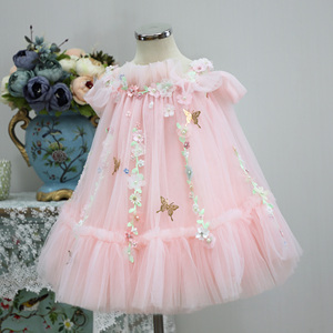 Abito per <span class=keywords><strong>bambini</strong></span> <span class=keywords><strong>bambini</strong></span> di età compresa tra 1 e 6 anni, abbigliamento per <span class=keywords><strong>bambini</strong></span>, <span class=keywords><strong>applique</strong></span>, abiti da ragazza rosa da principessa formale con lacci - Product Image 3