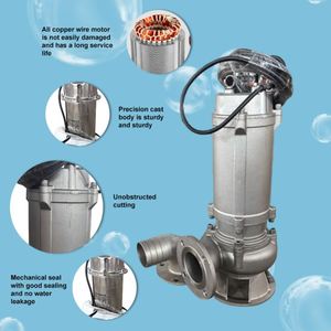 ปั๊มน้ำเสียแบบจุ่มใต้น้ำ รุ่น Wq ซีรีส์ CE ป้องกันการอุดตัน ผลิตจากเหล็กหล่อ สำหรับบำบัดน้ำเสีย - Product Image 2
