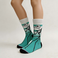 Chaussettes mi-mollet personnalisables pour couple, motif dessin animé, automne-hiver, tendance, respirantes, pour Halloween, en coton, pour le sport