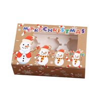 Boîte d'emballage rectangulaire de Noël pour cupcakes, pâtisseries, gâteaux, desserts/mousses, ou tartes aux œufs, avec fenêtre transparente – Excellente qualité